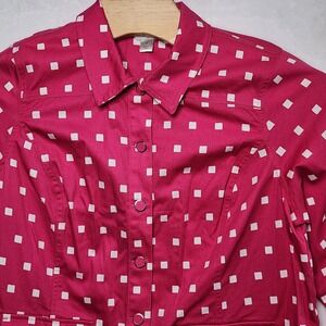 Christopher Banks‎ Women 1X Button Jacket Blazer Pink Squares 3/4 Sleeve NWT